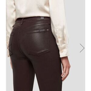 NWT 7 For All Mankind JEN 7 Ankle Skinny Brown Coated Leather Look Jeans Size 18